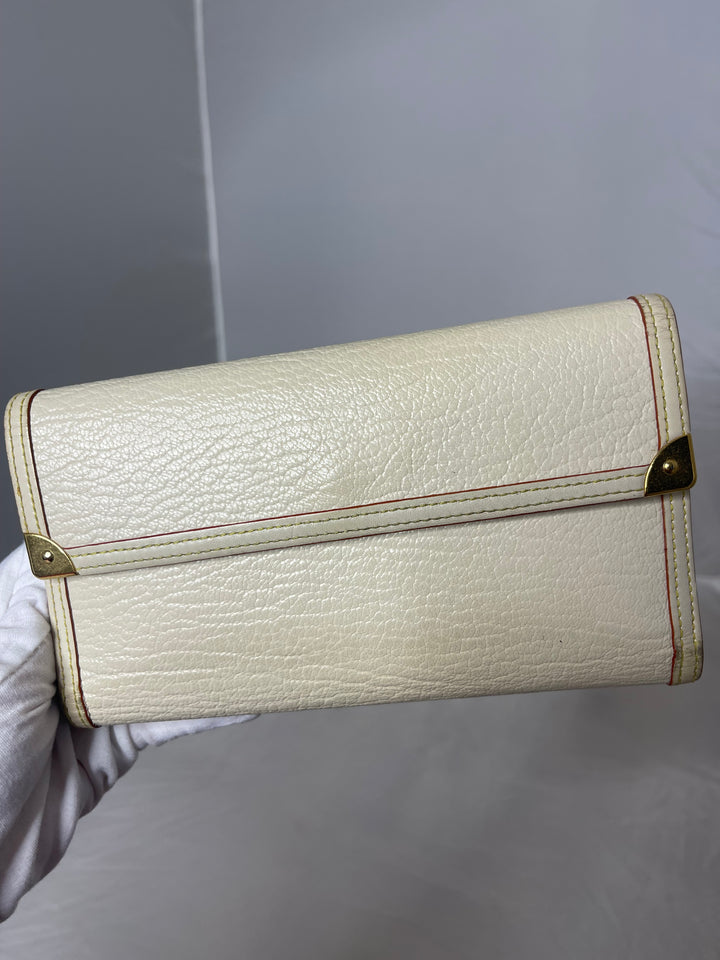 Louis Vuitton Suhali Cream/White & red border international wallet