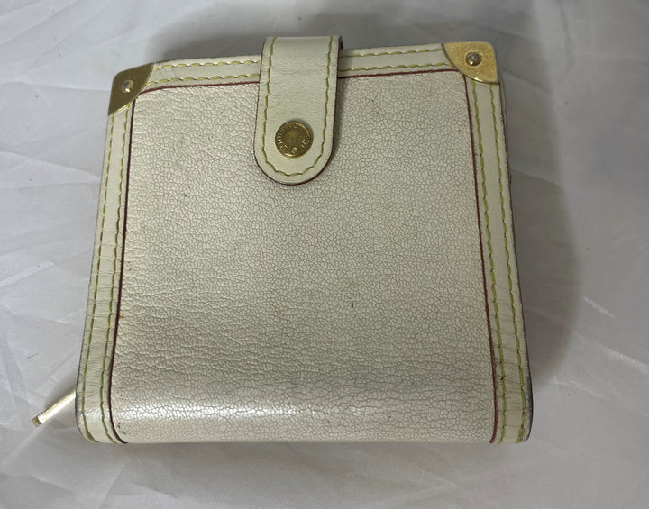 Louis Vuitton cream/white red border small wallet with clasp