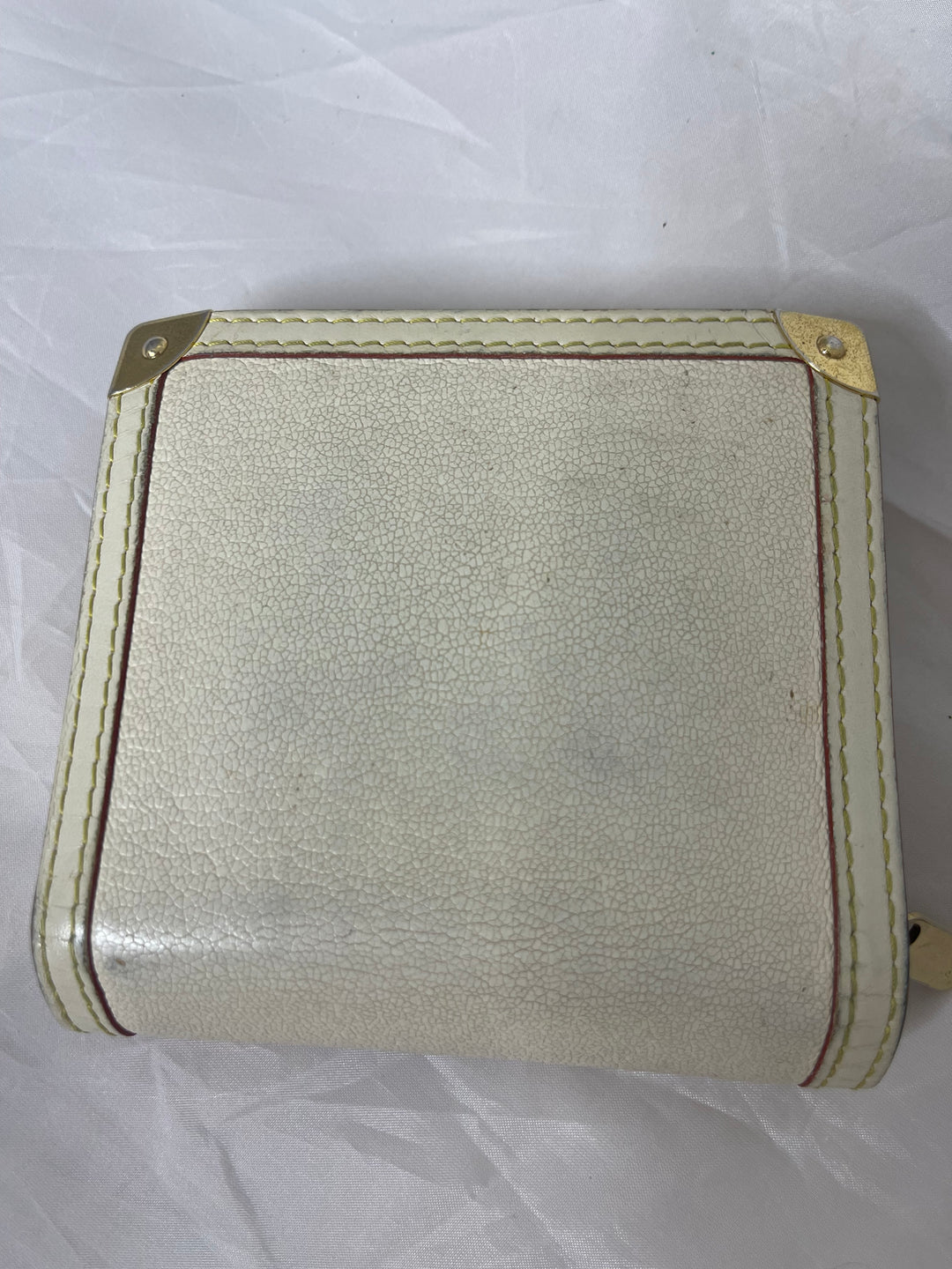 Louis Vuitton cream/white red border small wallet with clasp