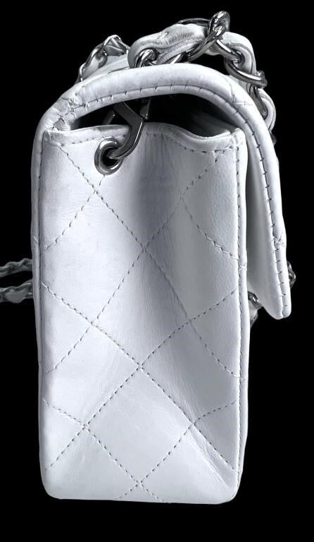 Chanel White Lambskin Classic Flap Mini Purse